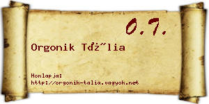 Orgonik Tália névjegykártya